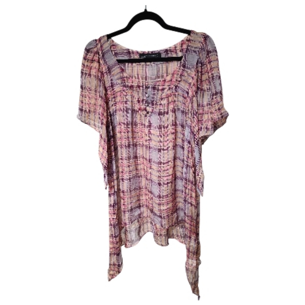 Zara Woman Sunset Plaid Blouse, Size Small